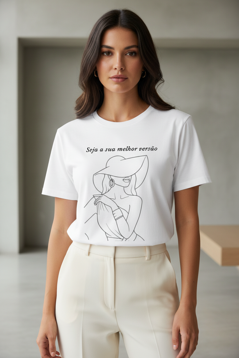 Belle brune chic – T-shirt en avant