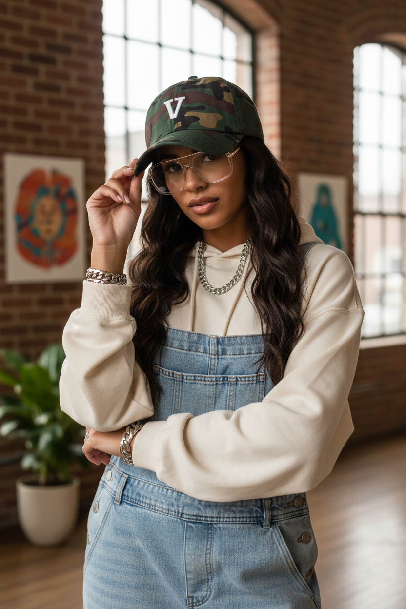 Dad hat green camo femme