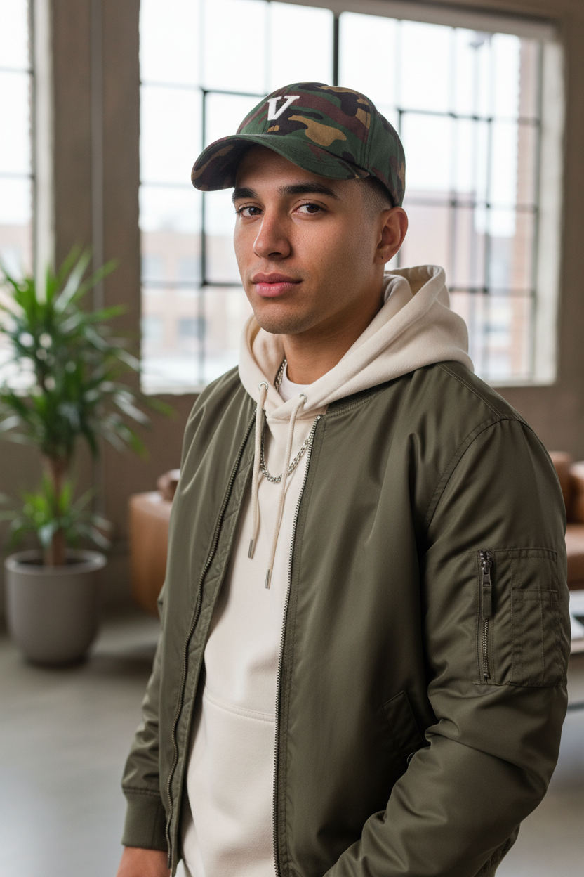 Dad hat green camo homme