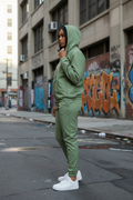 Ensemble jogging vert olive femme - sans logo
