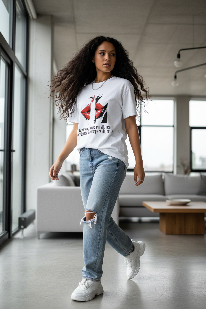 Mannequin en mouvement – Hustle & Silence white – intérieur moderne