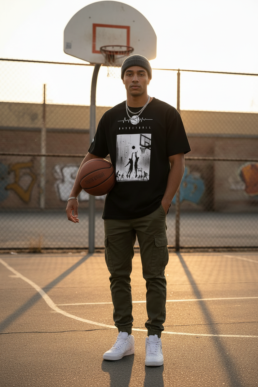 T-shirt Black - terrain de basket