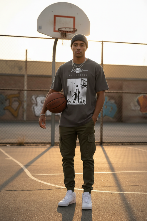 T-shirt Charcoal - terrain de basket