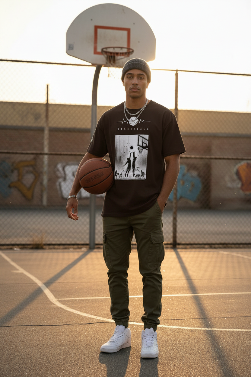 T-shirt Dark Chocolate - terrain de basket