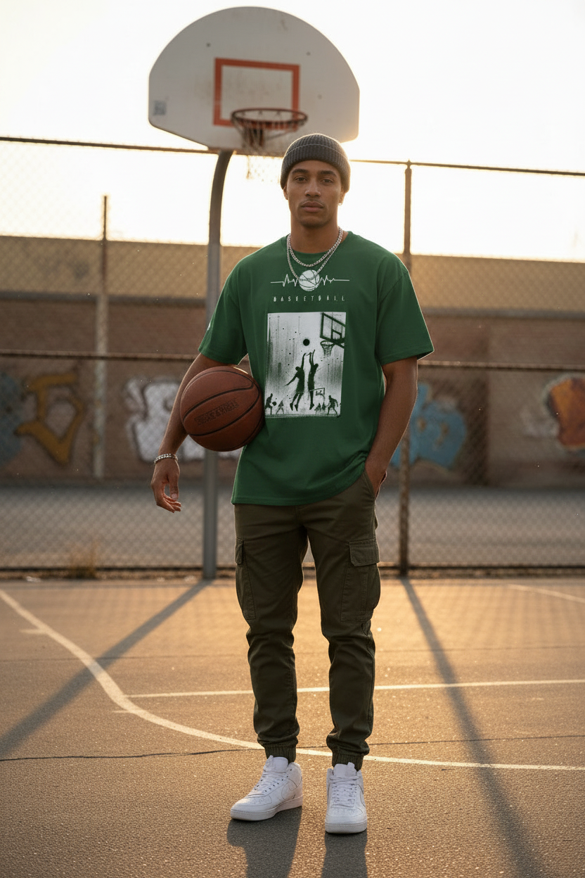 T-shirt Forest Green - terrain de basket